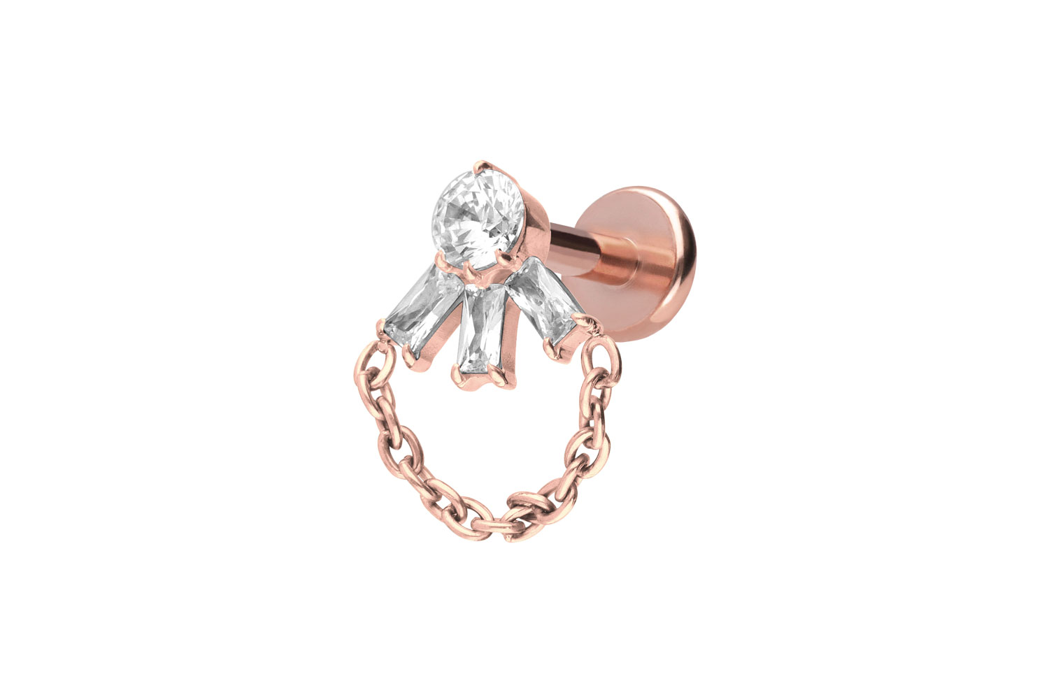 Titan Labret Piercing mit Push Fit LOTUSBLÜTE + KETTE